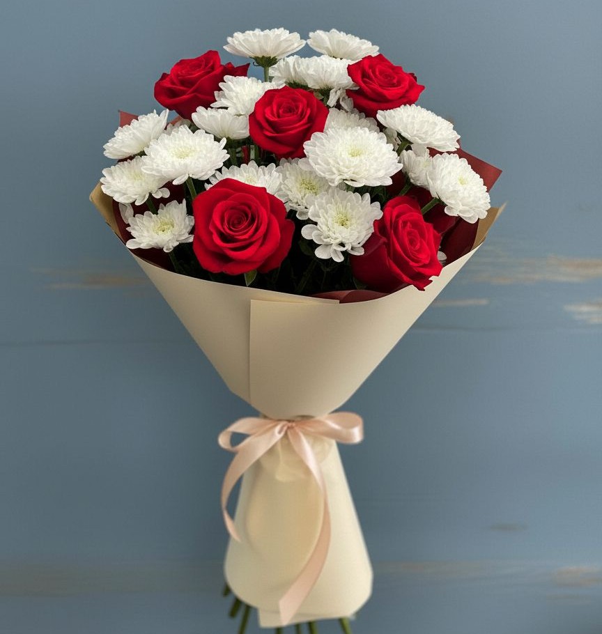 Букет цветов из: Розы и Хризантемы в Мулино