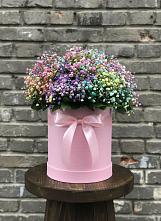 Цветочная композиция из Гипсофила и Розы в шляпной коробке #REPLACE_PRED# Мулино