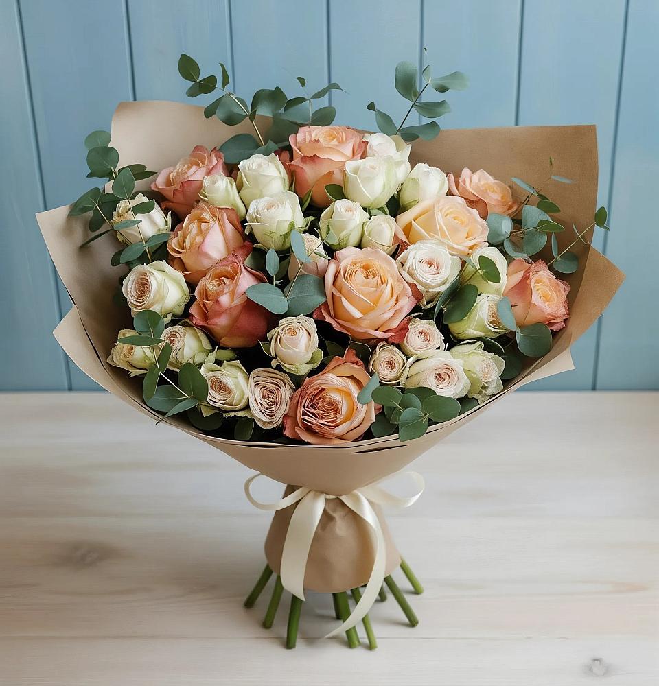 Букет цветов из: Альстромерии и Розы в Мулино