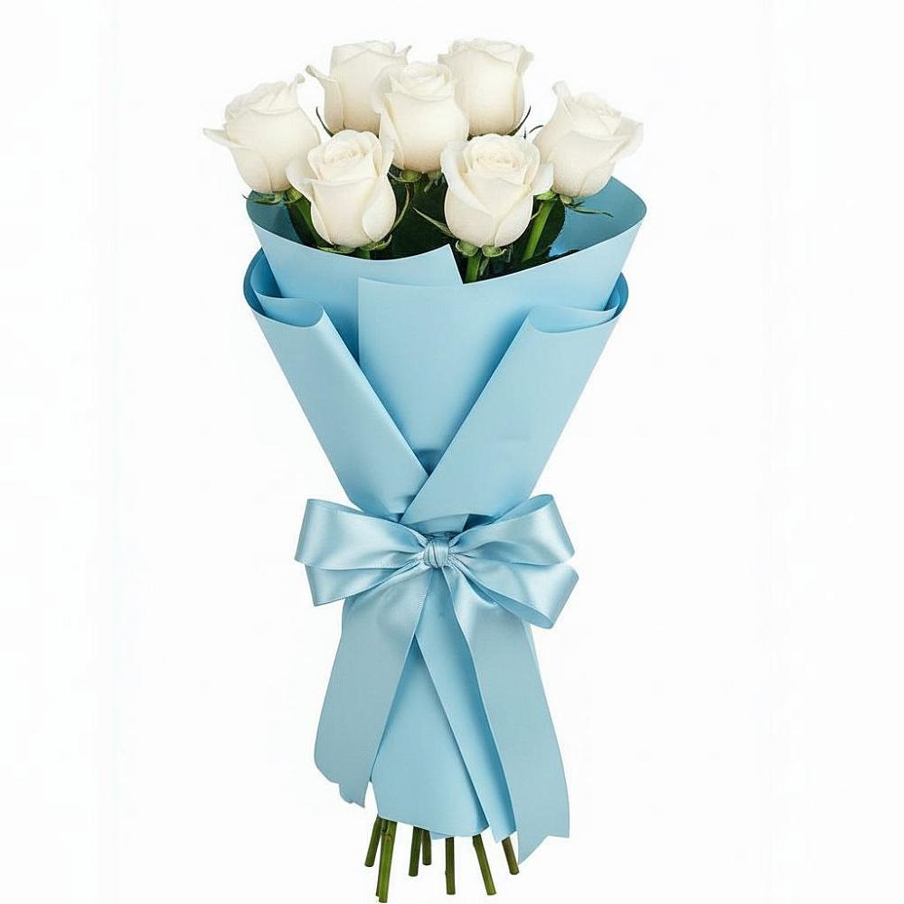 Букет 7 белых роз Проуд в Мулино