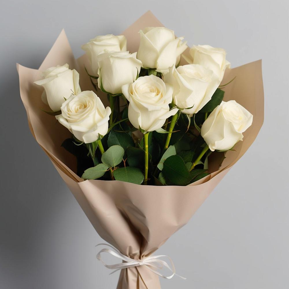 Букет 9 Белых роз Эдлесс Лав в Мулино