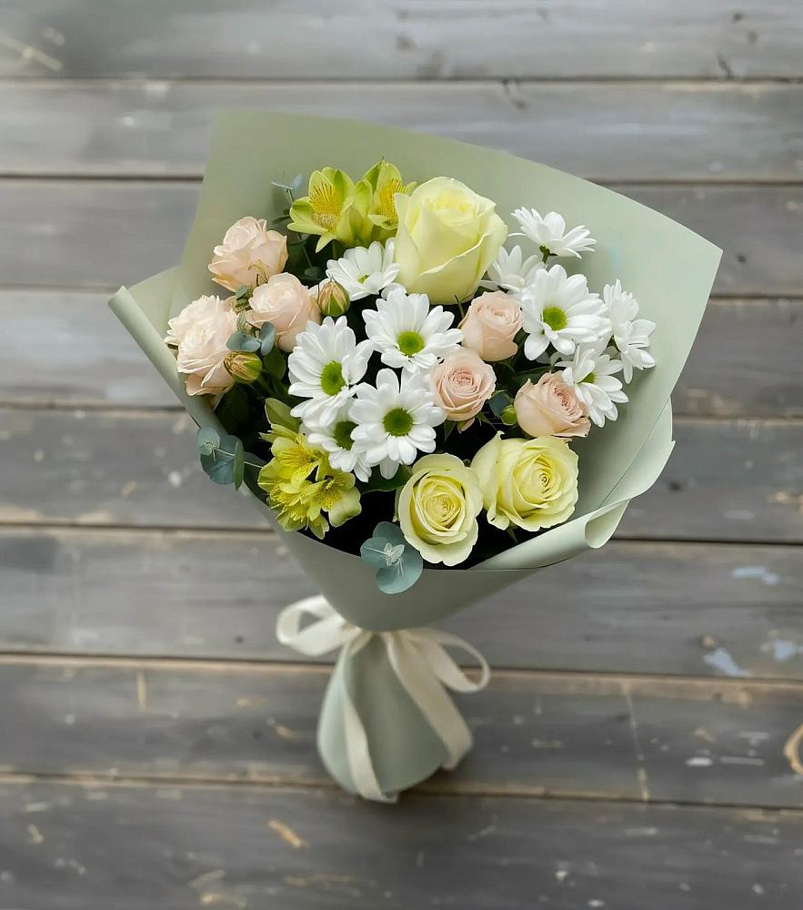 Букет цветов из: Альстромерии, Розы и Хризантемы в Мулино
