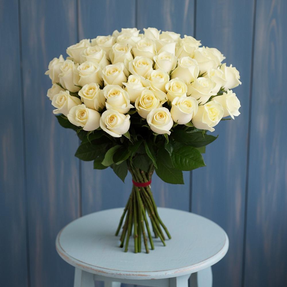 Букет 51 Белая роза Эдлесс Лав в Мулино
