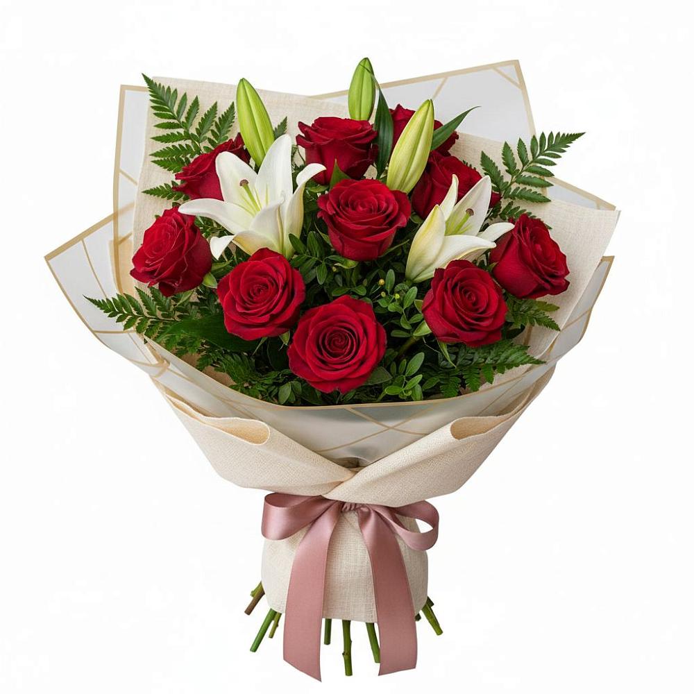 Букет цветов из: Лилии и Розы в Мулино