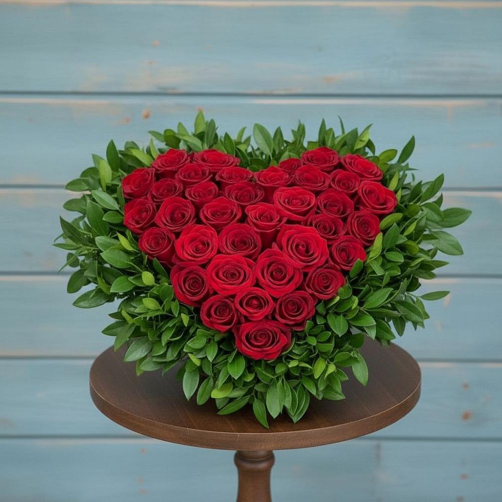 Цветочная композиция из Розы в виде сердца в Мулино