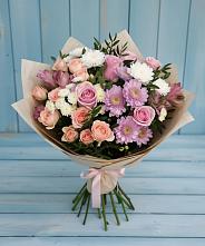 Букет цветов из:  Хризантемы, Розы и Альстромерии #REPLACE_PRED# Мулино